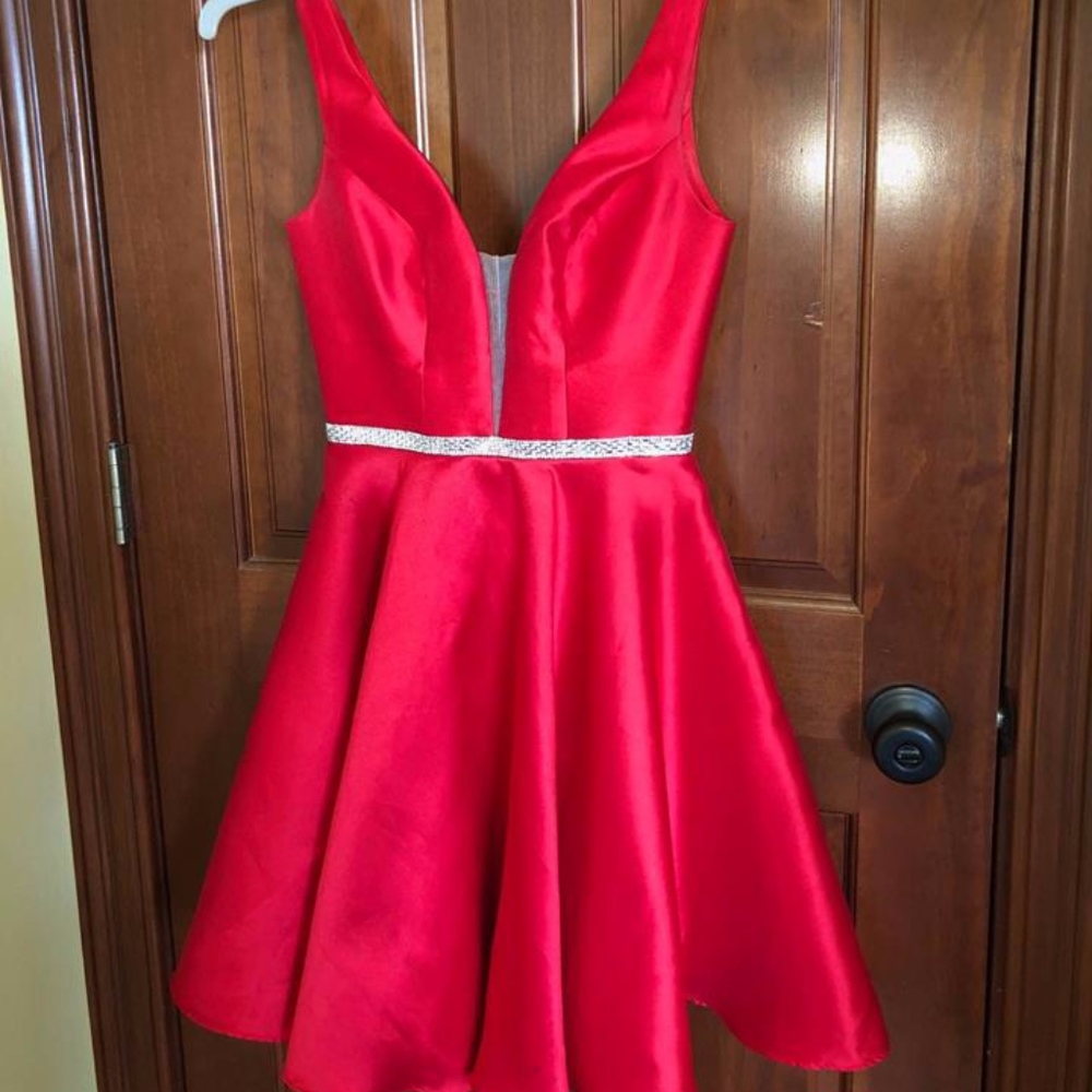 Red Satin Homecoming Dress